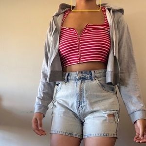 FOREVER 21 Gray Cropped Hoodie